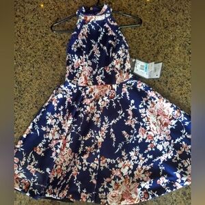 Junior's Mock-Neck Flare Dress